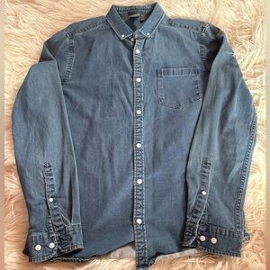ASOS Blue Denim Long Sleeve Button-Down Shirt Size Medium